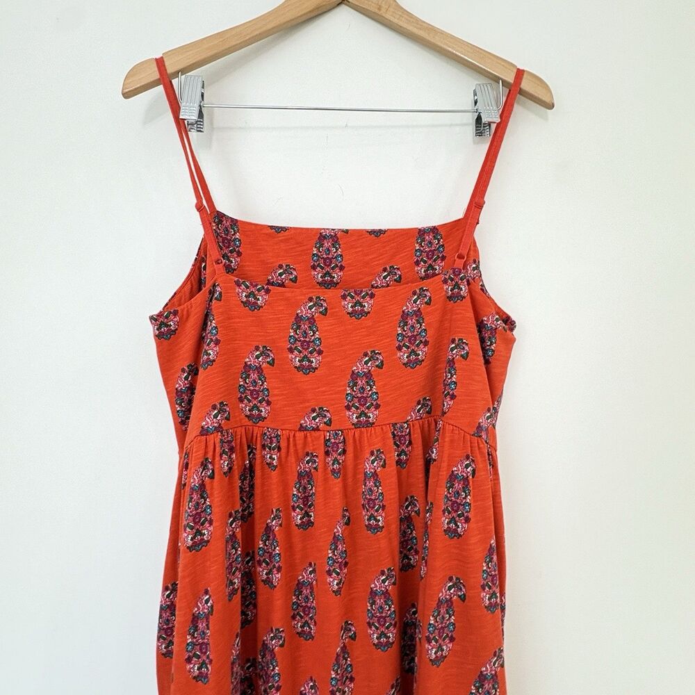 Boden Paisley Maxi Dress US 14 Red Sleeveless Tiered Pockets Cotton Blend NWT - Picture 7 of 10